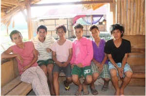 BUNKHOUSE PRIDE. Six of the fourteen IDP members of Tulungatung Basketball team (L-R) Ambing Jopakal, Loy Jamdani, James Jammang, Alkadz Sappari, Izan Jopakal.
